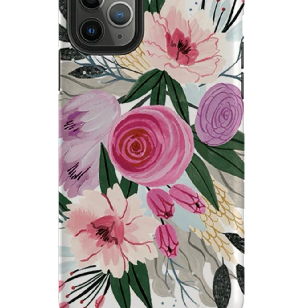 Artistic Pink and Green Floral iPhone Case